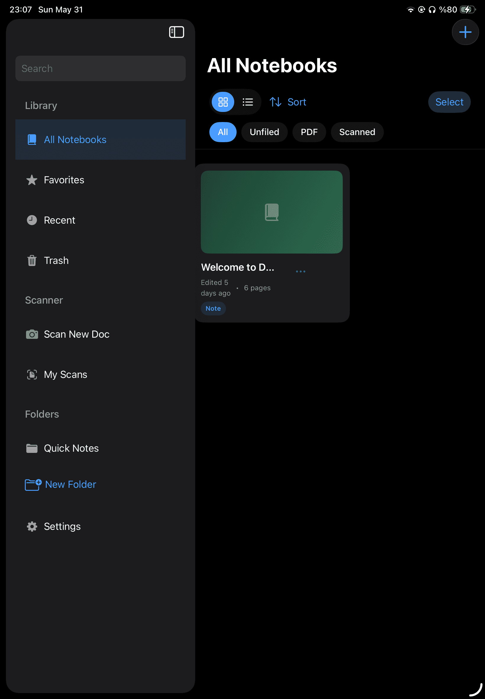 Defter library with notebooks, tags, and search